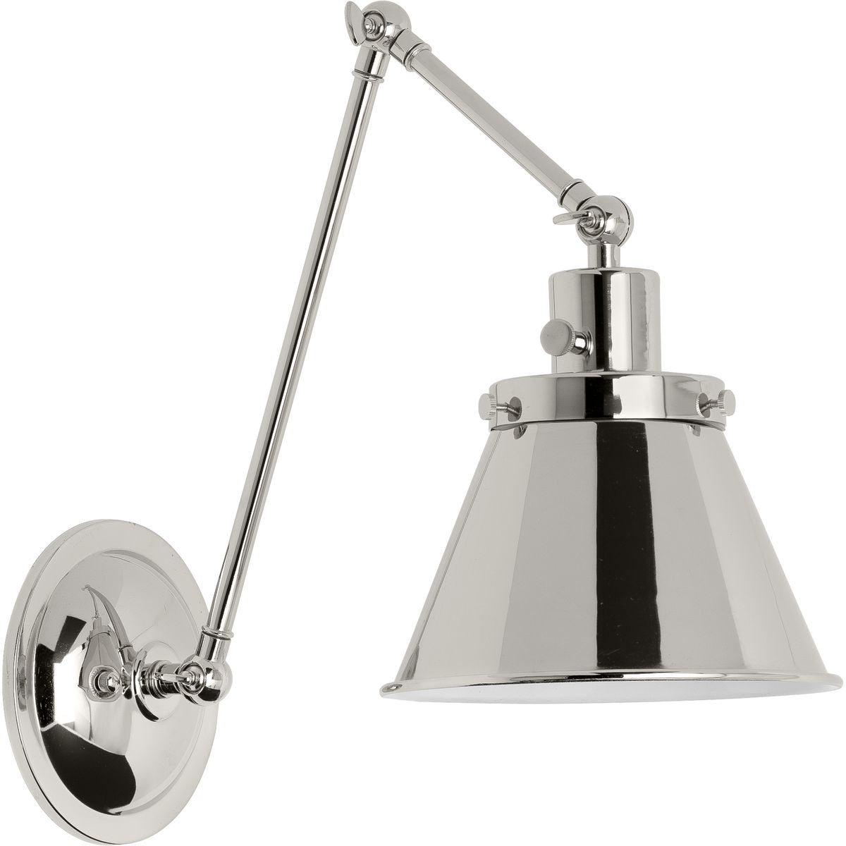 PROGRESS LIGHTING P710095-104 Polished Nickel Hinton Collection Polished Nickel Swing Arm Wall Light