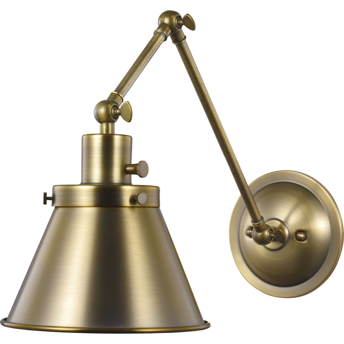 PROGRESS LIGHTING P710095-163 Vintage Brass Hinton Collection Vintage Brass Swing Arm Wall Light