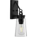 PROGRESS LIGHTING P710097-031 Matte Black Stockbrace Collection One-Light Matte Black and Clear Glass Farmhouse Style Wall Light