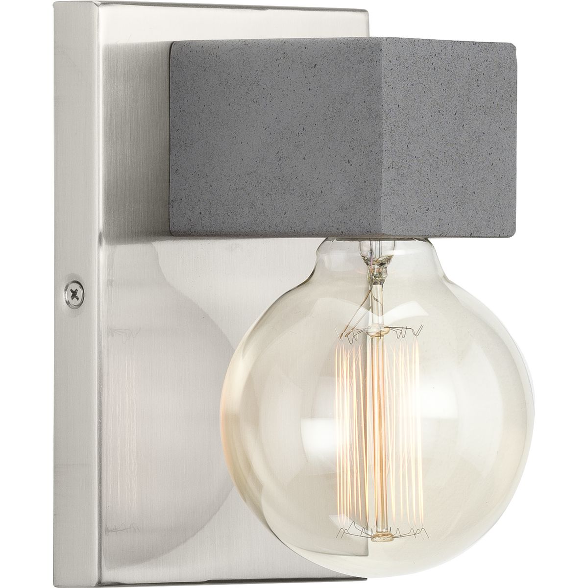 PROGRESS LIGHTING P710099-009 Brushed Nickel Mill Beam Collection One-Light Brushed Nickel/Faux Concrete Industrial Style Wall Light