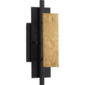 PROGRESS LIGHTING P710100-031 Textured Black Lowery Collection One-Light Textured Black/Distressed Gold Wall Sconce Light