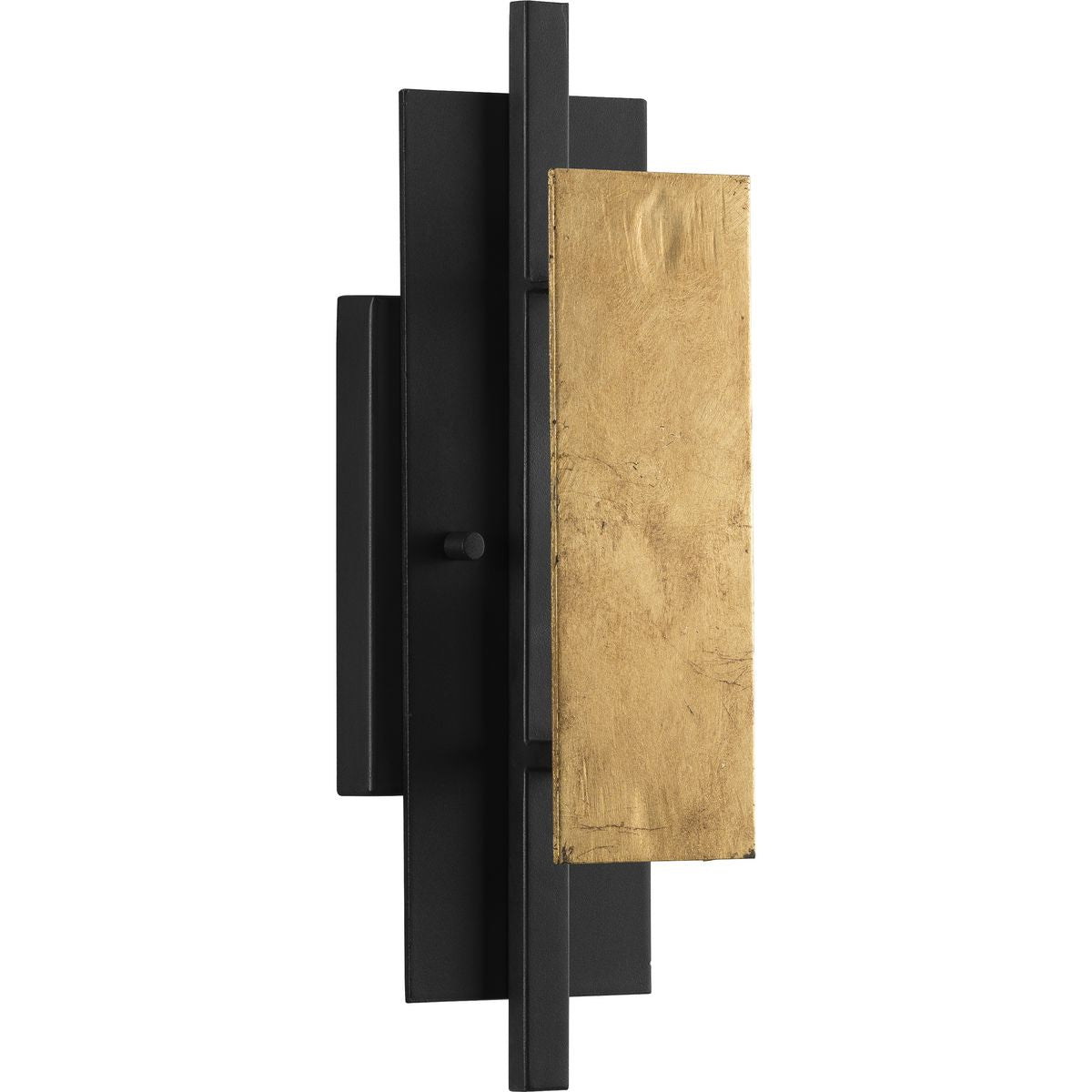 PROGRESS LIGHTING P710100-031 Textured Black Lowery Collection One-Light Textured Black/Distressed Gold Wall Sconce Light