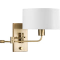 PROGRESS LIGHTING P710104-163 Vintage Brass Carrick Collection One-Light Vintage Brass Summer Linen Shade Transitional Wall Light
