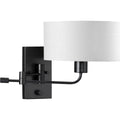 PROGRESS LIGHTING P710104-31M Matte Black Carrick Collection One-Light Matte Black Summer Linen Shade Transitional Wall Light