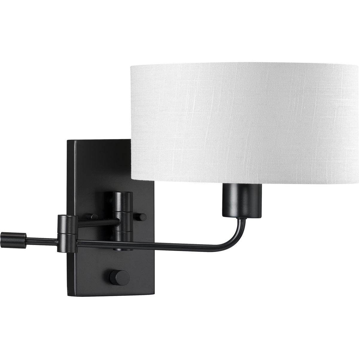 PROGRESS LIGHTING P710104-31M Matte Black Carrick Collection One-Light Matte Black Summer Linen Shade Transitional Wall Light