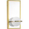 PROGRESS LIGHTING P710105-012-30 Satin Brass Pearl LED Collection Mid-Century Modern Satin Brass Etched Opal Glass Wall Bracket