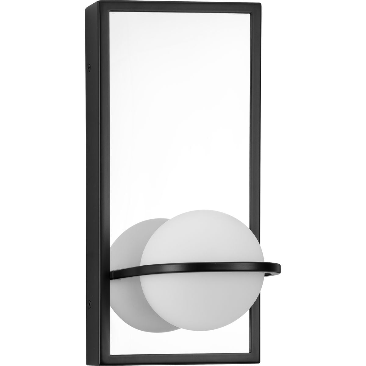 PROGRESS LIGHTING P710105-031-30 Matte Black Pearl LED Collection Mid-Century Modern Matte Black Etched Opal Glass Wall Bracket