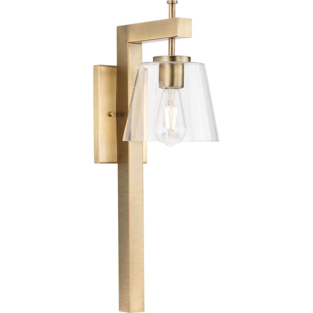 PROGRESS LIGHTING P710108-163 Vintage Brass Saffert Collection One-Light New Traditional Vintage Brass Clear Glass Wall Light