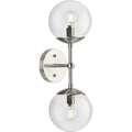 PROGRESS LIGHTING P710114-009 Brushed Nickel Atwell Collection Two-Light Brushed Nickel Mid-Century Modern Wall Sconce