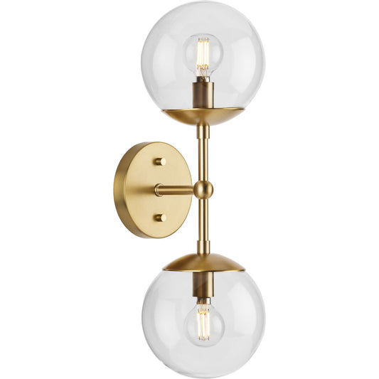 PROGRESS LIGHTING P710114-109 Brushed Bronze Atwell Collection Two-Light Brushed Bronze Mid-Century Modern Wall Sconce