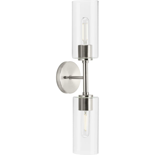 PROGRESS LIGHTING P710115-009 Brushed Nickel Cofield Collection Two-Light Brushed Nickel Transitional Wall Bracket