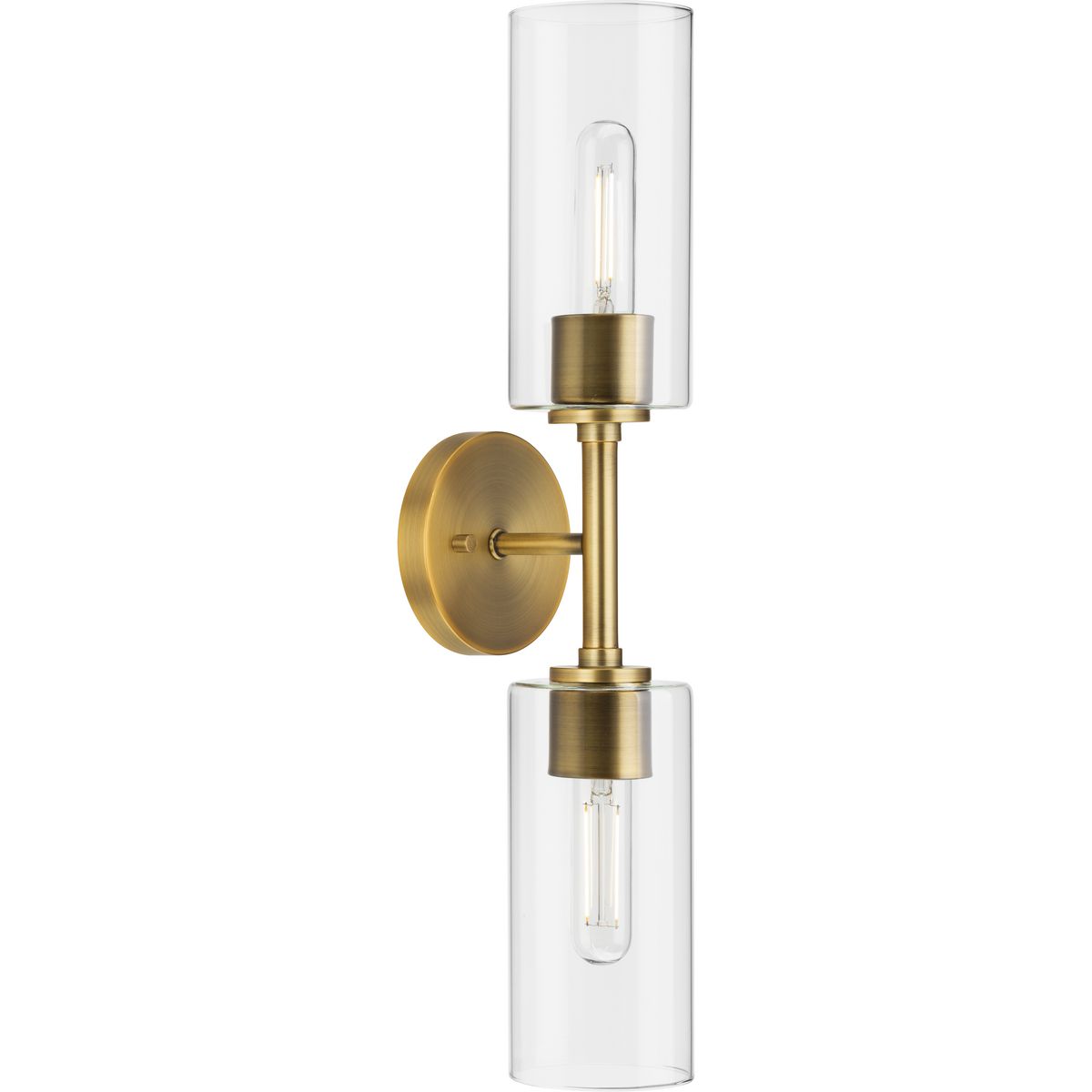 PROGRESS LIGHTING P710115-163 Vintage Brass Cofield Collection Two-Light Vintage Brass Transitional Wall Bracket