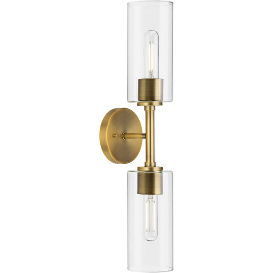 PROGRESS LIGHTING P710115-163 Vintage Brass Cofield Collection Two-Light Vintage Brass Transitional Wall Bracket