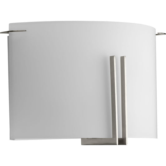 PROGRESS LIGHTING P710118-009 Brushed Nickel Modern Glass Sconce Two-Light Brushed Nickel Wall Sconce