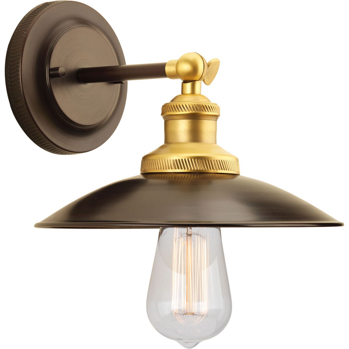 PROGRESS LIGHTING P7156-20 Antique Bronze Archives Collection One-Light Adjustable Swivel Wall Sconce