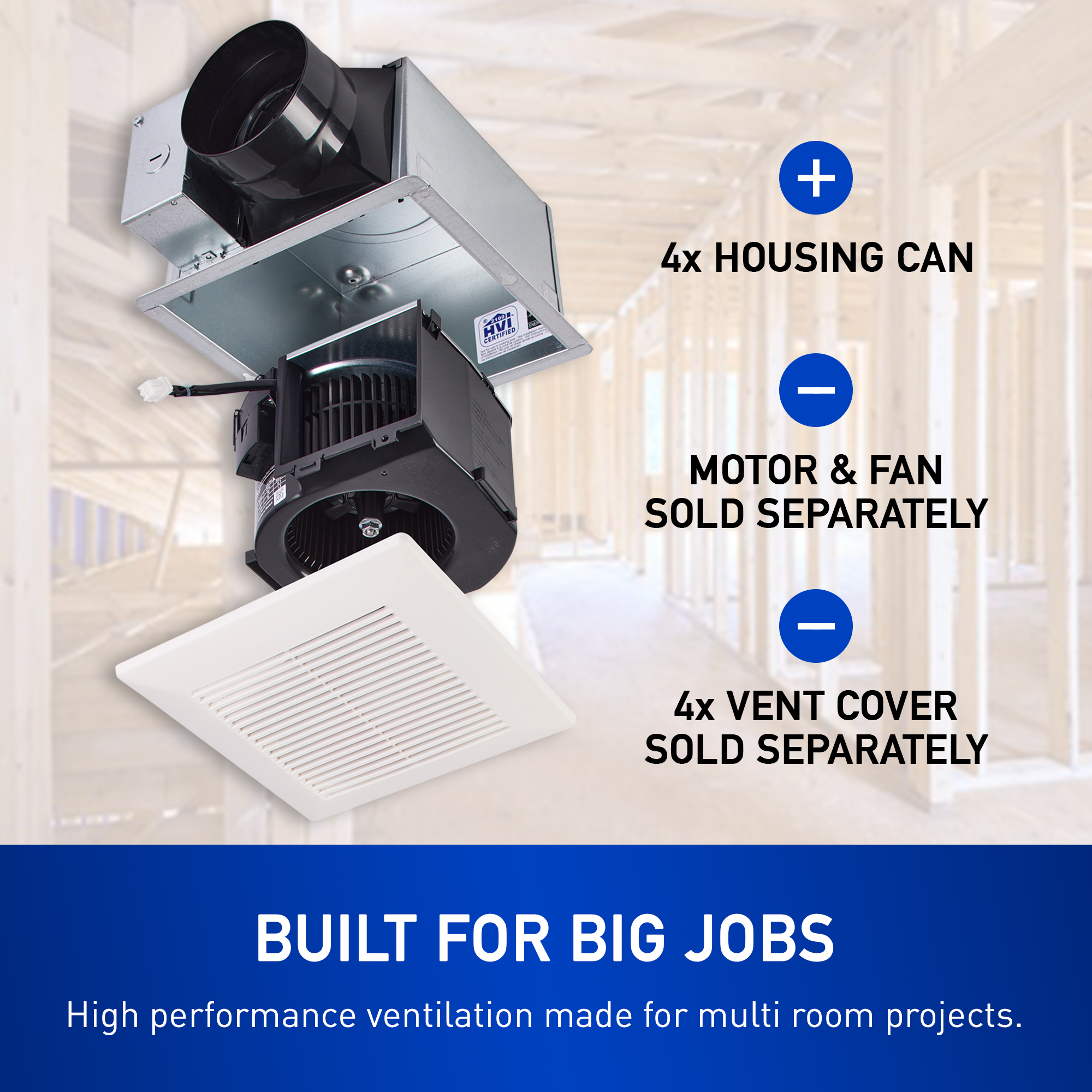 PANASONIC FV-07VBB1 Ecovent Fan Contractor Pack, Motor/Grille Assembly, Pick-A-Flow 70