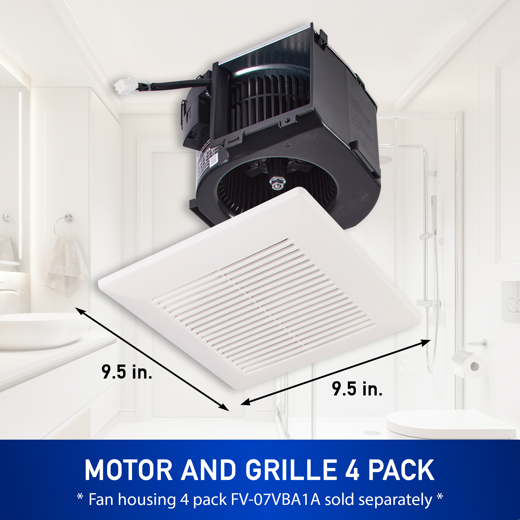 PANASONIC FV-07VBB1 Ecovent Fan Contractor Pack, Motor/Grille Assembly, Pick-A-Flow 70