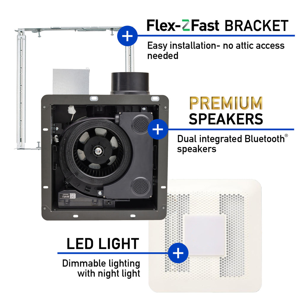 PANASONIC FV-0511VFBL1 WhisperFit DC Fan/Light - Bluetooth Speakers, 50-80-110 CFM
