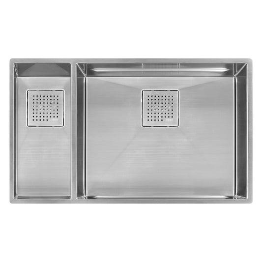 FRANKE PKX160LH Peak 31-in. x 18-in. 16 Gauge Stainless Steel Undermount Double Bowl Kitchen Sink - PKX160LH In Diamond