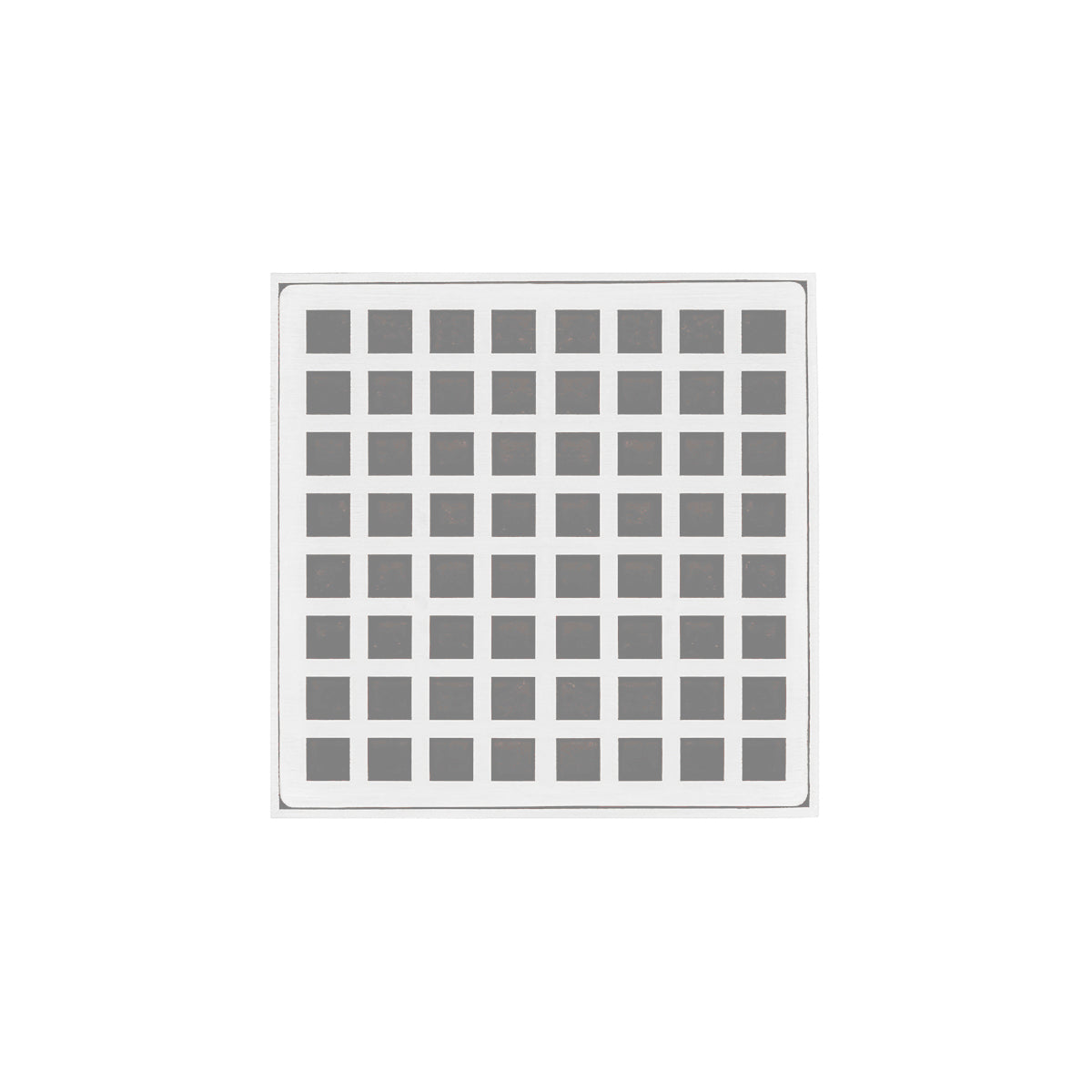 INFINITY DRAIN Q 5 MW QD 5 5" x 5" Strainer with Squares Pattern Decorative Plate and 2" Throat in Matte White for QD 5