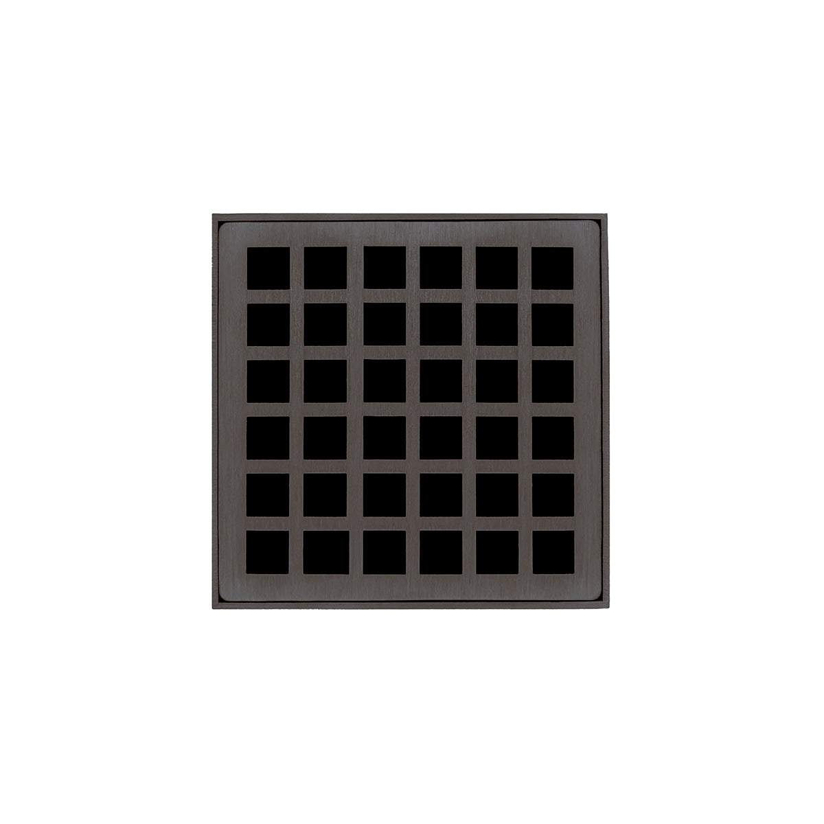 INFINITY DRAIN QD 4-2H ORB QD 4 4" x 4" QD 4 Complete Kit with Squares Pattern Decorative Plate in Oil Rubbed Bronze with Cast Iron Drain Body for Hot Mop, 2" Outlet