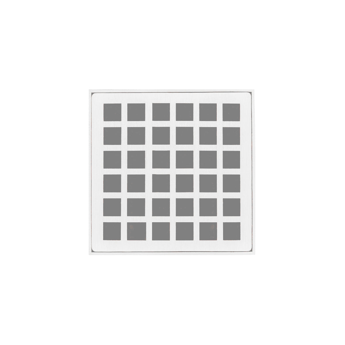 INFINITY DRAIN QD 4-2I MW QD 4 4" x 4" QD 4 Complete Kit with Squares Pattern Decorative Plate in Matte White with Cast Iron Drain Body, 2" Outlet