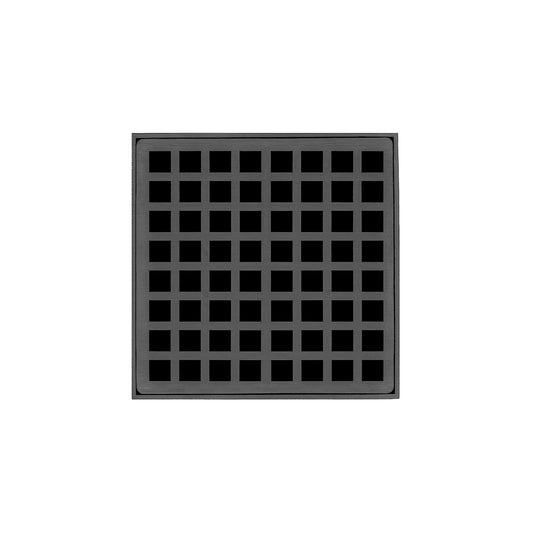 INFINITY DRAIN QD 5-2H GM QD 5 5" x 5" QD 5 Complete Kit with Squares Pattern Decorative Plate in Gunmetal with Cast Iron Drain Body for Hot Mop, 2" Outlet