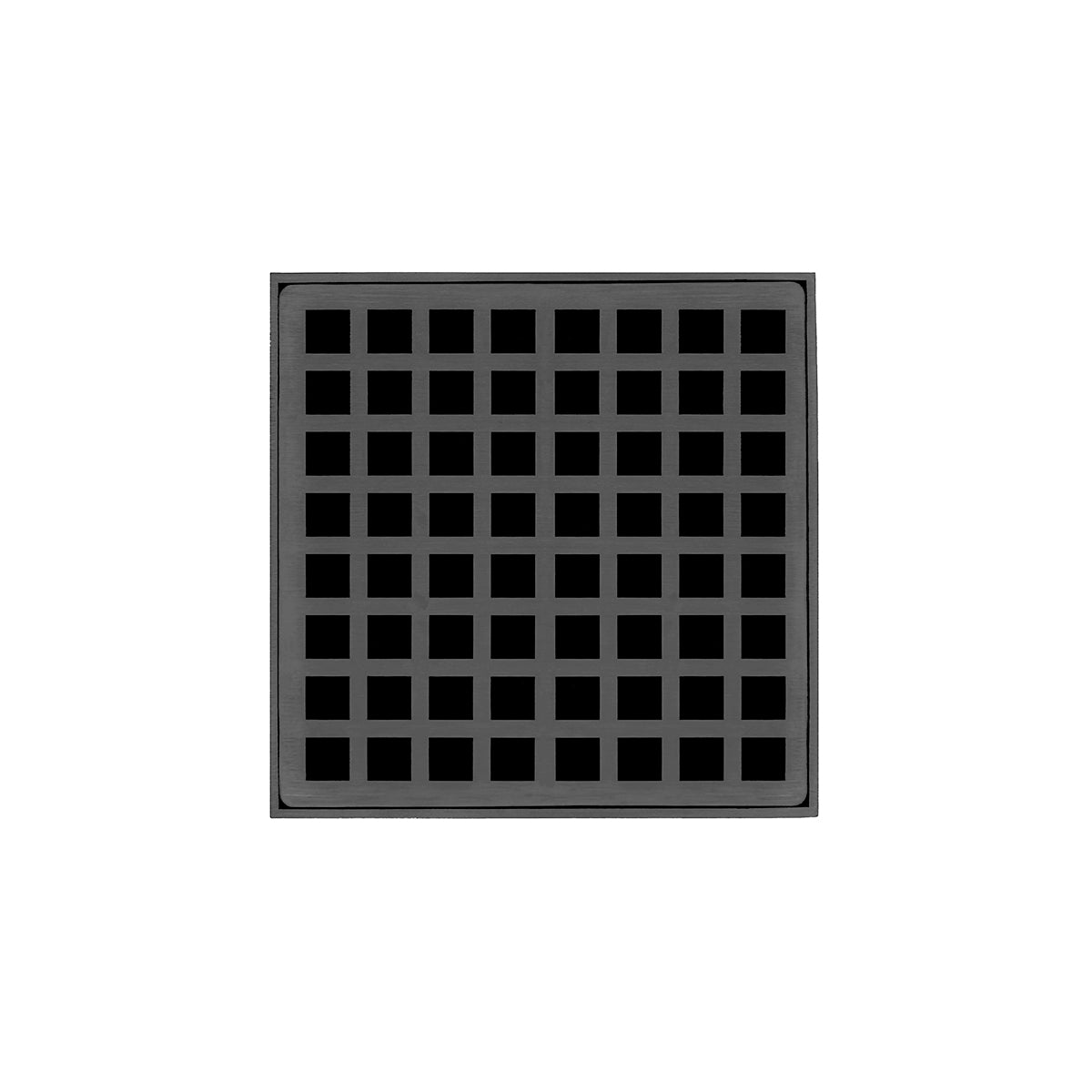 INFINITY DRAIN QD 5-2I GM QD 5 5" x 5" QD 5 Complete Kit with Squares Pattern Decorative Plate in Gunmetal with Cast Iron Drain Body, 2" Outlet