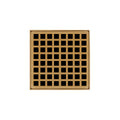INFINITY DRAIN QD 5-3P PB QD 5 5" x 5" QD 5 High Flow Complete Kit with Squares Pattern Decorative Plate in Polished Brass with PVC Drain Body, 3" Outlet