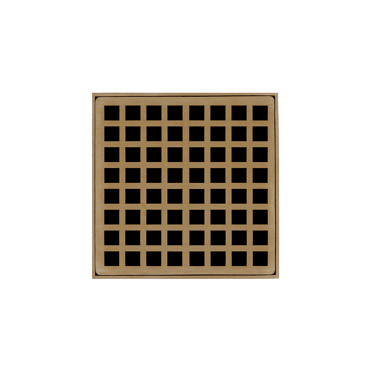 INFINITY DRAIN QD 5-3P SB QD 5 5" x 5" QD 5 High Flow Complete Kit with Squares Pattern Decorative Plate in Satin Bronze with PVC Drain Body, 3" Outlet