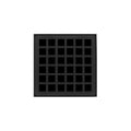 INFINITY DRAIN QDB 4-S BK QD 4 4" x 4" QDB 4 Complete Kit with Squares Pattern Decorative Plate in Matte Black with Stainless Steel Bonded Flange Drain Body, 2" No Hub Outlet