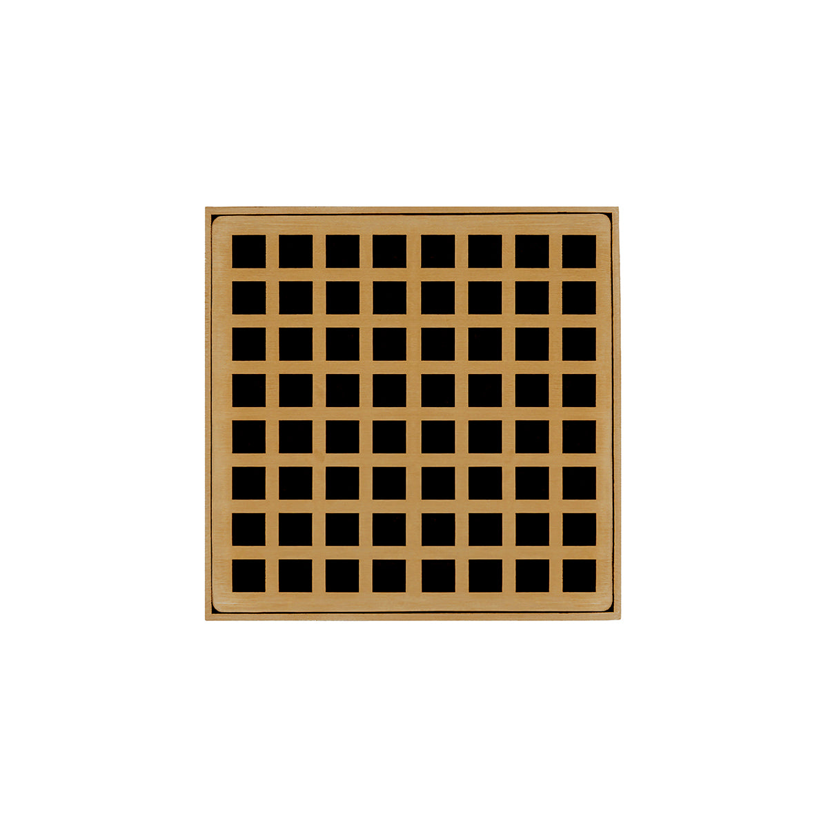 INFINITY DRAIN QDB 5-A PB QD 5 5" x 5" QDB 5 Complete Kit with Squares Pattern Decorative Plate in Polished Brass with ABS Bonded Flange Drain Body, 2", 3" and 4" Outlet
