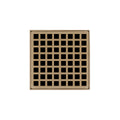 INFINITY DRAIN QDB 5-S SC QD 5 5" x 5" QDB 5 Complete Kit with Squares Pattern Decorative Plate in Satin Champagne with Stainless Steel Bonded Flange Drain Body, 2" No Hub Outlet