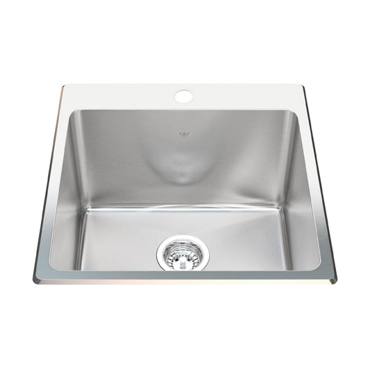 KINDRED QSLF2020-12-1 Utility Collection 20.13-in LR x 20.56-in FB Dualmount Single Bowl 1-Hole Stainless Steel Laundry Sink In Commercial Satin Finish