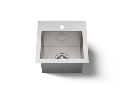 KOHLER K-RH20908-1-NA Lyric 15" top-/under-mount single-bowl bar sink - Stainless Steel