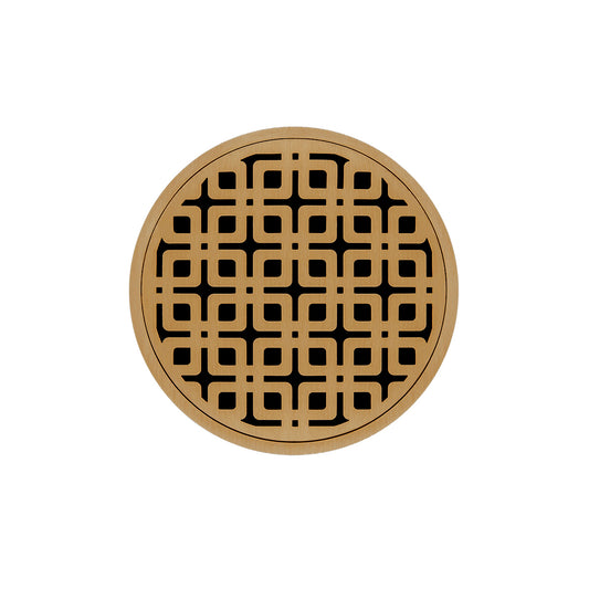 INFINITY DRAIN RKD 5-2A PB RKD 5 5" Round RKD 5 Complete Kit with Link Pattern Decorative Plate in Polished Brass with ABS Drain Body, 2" Outlet