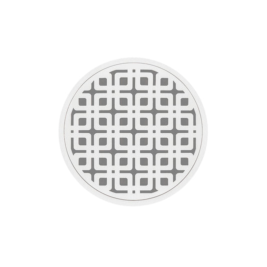 INFINITY DRAIN RKD 5-2P MW RKD 5 5" Round RKD 5 Complete Kit with Link Pattern Decorative Plate in Matte White with PVC Drain Body, 2" Outlet