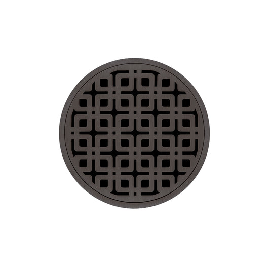 INFINITY DRAIN RKD 5-3P ORB RKD 5 5" Round RKD 5 High Flow Complete Kit with Link Pattern Decorative Plate in Oil Rubbed Bronze with PVC Drain Body, 3" Outlet