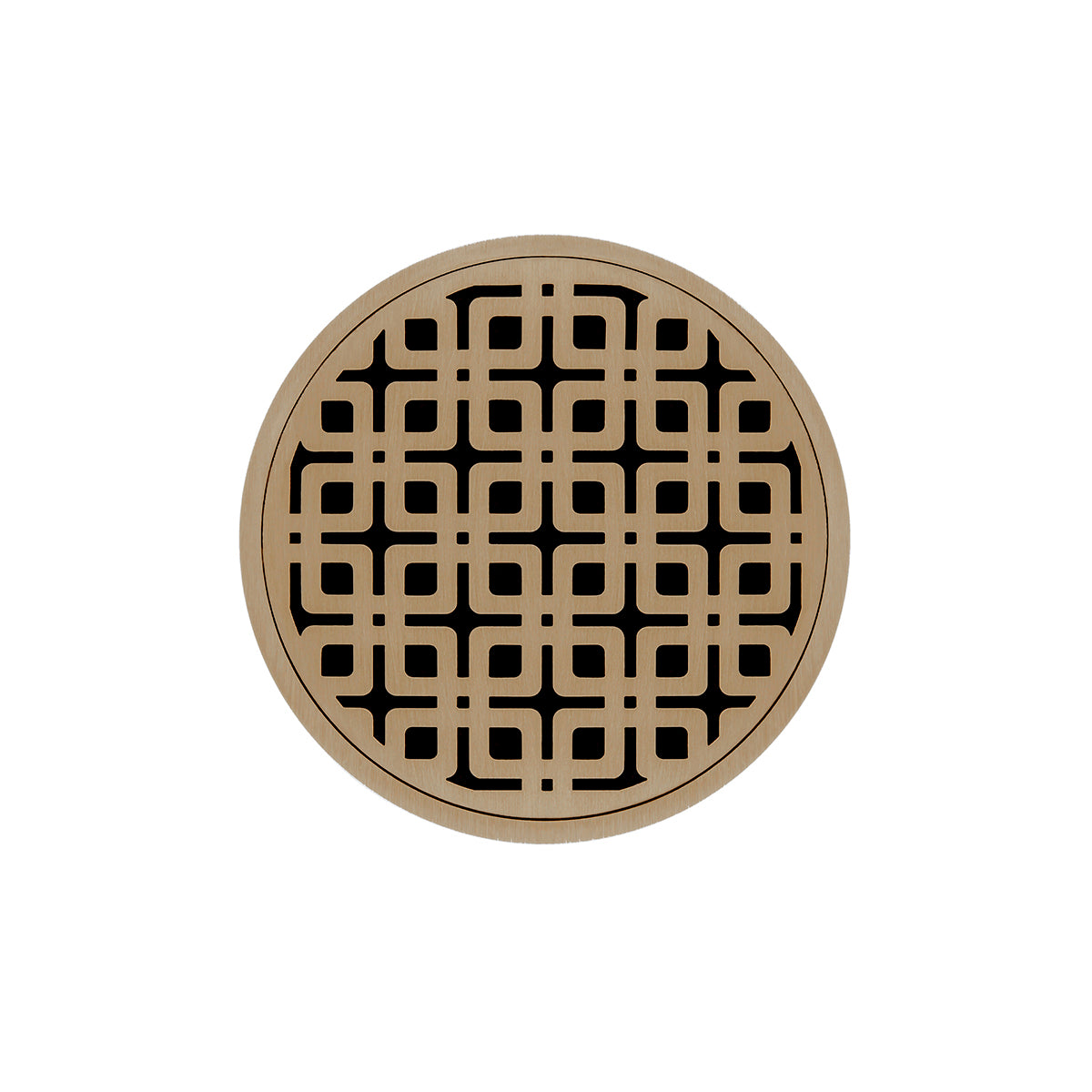 INFINITY DRAIN RKDB 5-P SC RKD 5 5" Round RKDB 5 Complete Kit with Link Pattern Decorative Plate in Satin Champagne with PVC Bonded Flange Drain Body, 2", 3" and 4" Outlet