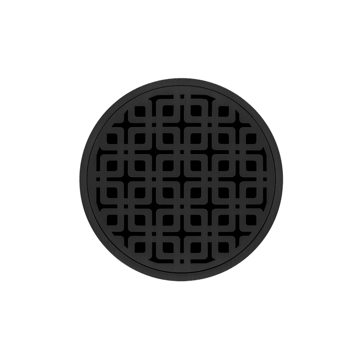 INFINITY DRAIN RKDB 5-S BK RKD 5 5" Round RKDB 5 Complete Kit with Link Pattern Decorative Plate in Matte Black with Stainless Steel Bonded Flange Drain Body, 2" No Hub Outlet