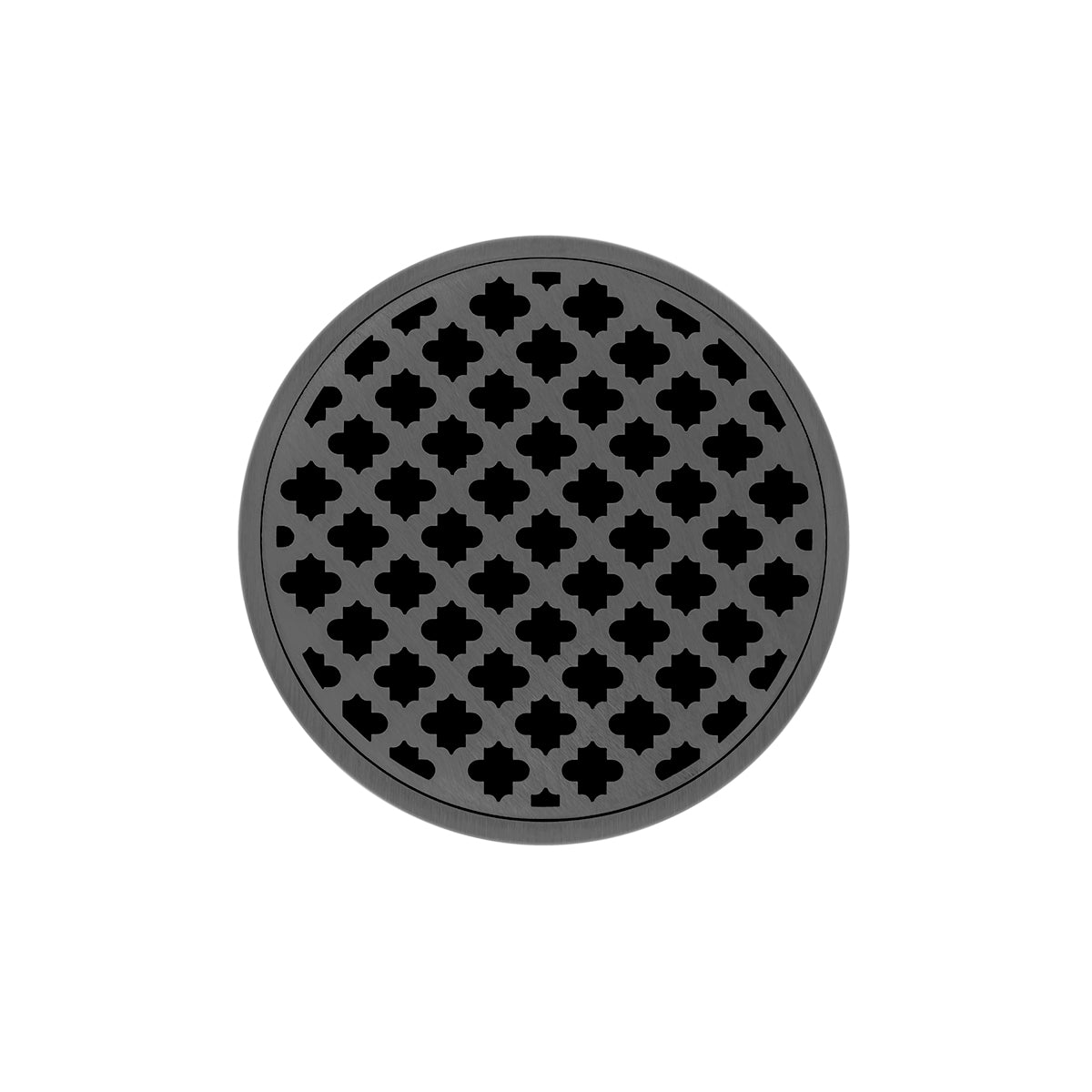 INFINITY DRAIN RM 5 GM RMD 5 5" Round Strainer with Moor Pattern Decorative Plate and 2" Throat in Gunmetal for RMD 5
