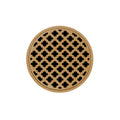 INFINITY DRAIN RMD 5-2I PB RMD 5 5" Round RMD 5 Complete Kit with Moor Pattern Decorative Plate in Polished Brass with Cast Iron Drain Body, 2" Outlet