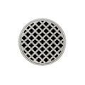 INFINITY DRAIN RMD 5-3I SS RMD 5 5" Round RMD 5 High Flow Complete Kit with Moor Pattern Decorative Plate in Satin Stainless with Cast Iron Drain Body, 3" No-Hub Outlet