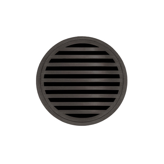 INFINITY DRAIN RND 5-2A ORB RND 5 5" Round RND 5 Complete Kit with Lines Pattern Decorative Plate in Oil Rubbed Bronze with ABS Drain Body, 2" Outlet