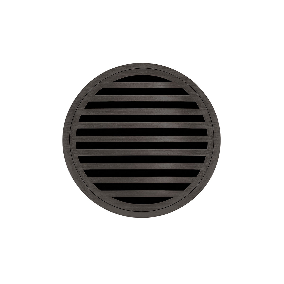 INFINITY DRAIN RND 5-2I ORB RND 5 5" Round RND 5 Complete Kit with Lines Pattern Decorative Plate in Oil Rubbed Bronze with Cast Iron Drain Body, 2" Outlet