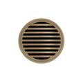 INFINITY DRAIN RND 5-2I SC RND 5 5" Round RND 5 Complete Kit with Lines Pattern Decorative Plate in Satin Champagne with Cast Iron Drain Body, 2" Outlet