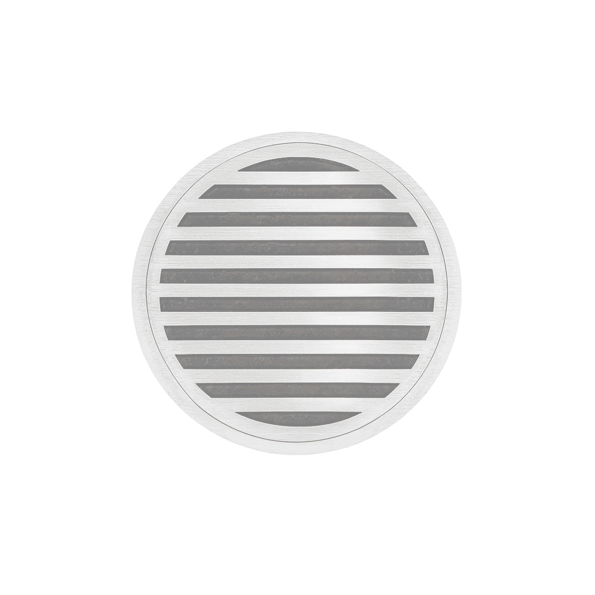 INFINITY DRAIN RND 5-3I MW RND 5 5" Round RND 5 High Flow Complete Kit with Lines Pattern Decorative Plate in Matte White with Cast Iron Drain Body, 3" No-Hub Outlet