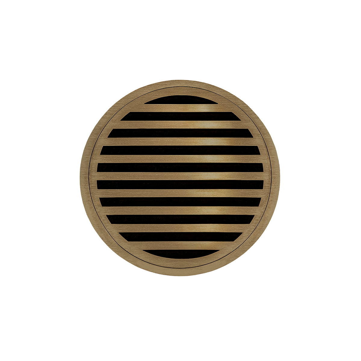 INFINITY DRAIN RNDB 5-S SB RND 5 5" Round RNDB 5 Complete Kit with Lines Pattern Decorative Plate in Satin Bronze with Stainless Steel Bonded Flange Drain Body, 2" No Hub Outlet