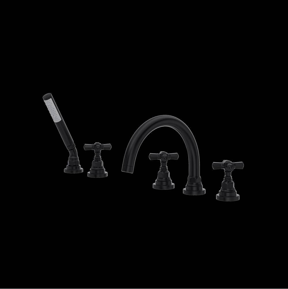 ROHL A2314XMMB San Giovanni 5-Hole Deck Mount Tub Filler In Matte Black