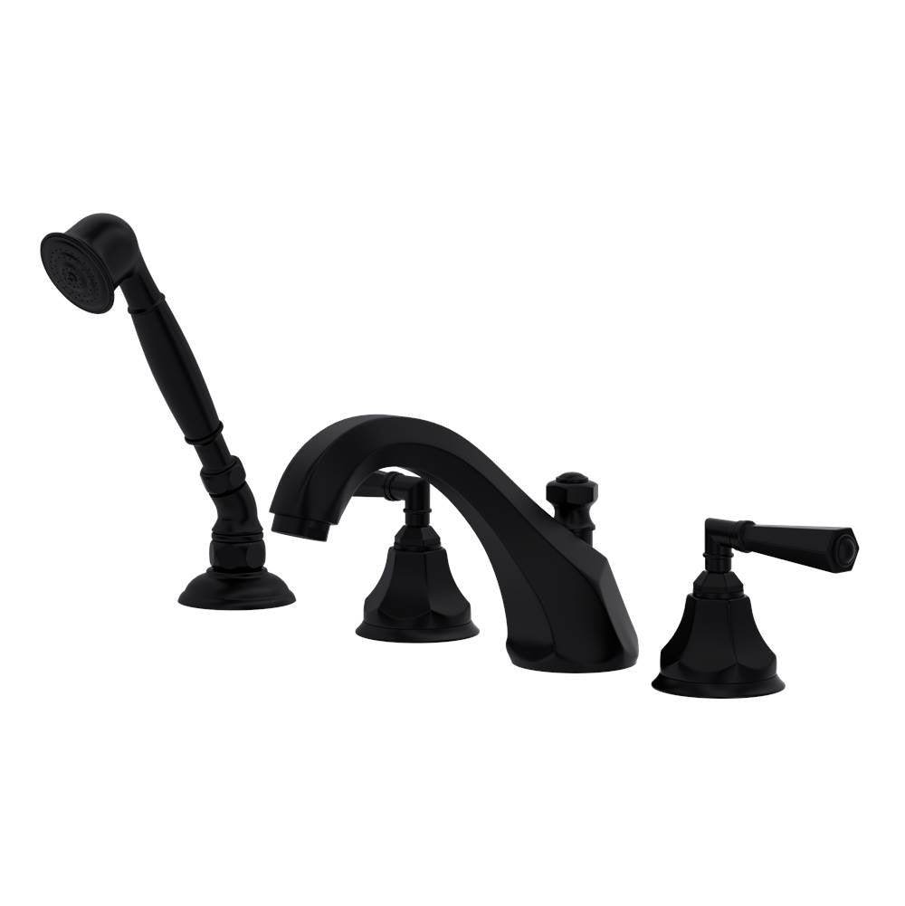 ROHL A1904LMMB Palladian 4-Hole Deck Mount Tub Filler In Matte Black